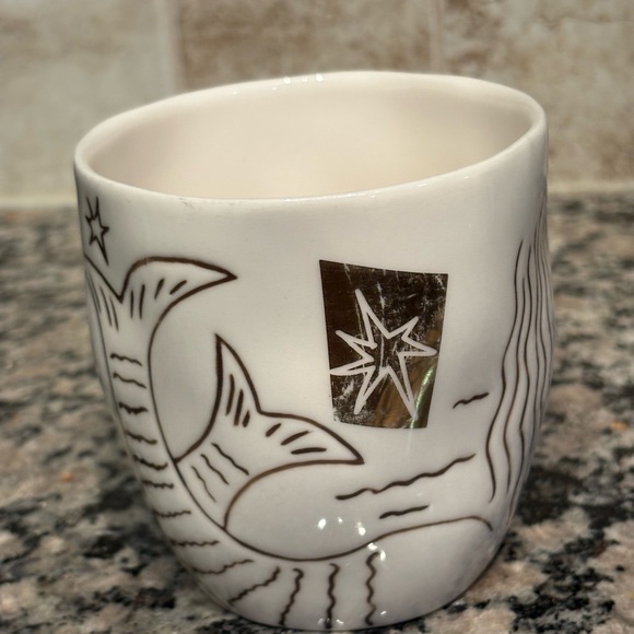 Starbucks 2013 Anniversary Mug Bone China Etched Siren Mermaid White Gold READ - Picture 7 of 15